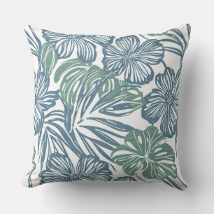 Blauw & groen Bloemen Sierkussen