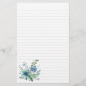 Blauw Groen Bloemen Stationery Briefpapier (Voorkant)