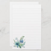 Blauw Groen Bloemen Stationery Briefpapier (Voorkant / Achterkant)