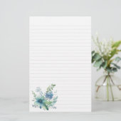 Blauw Groen Bloemen Stationery Briefpapier (Staand voorkant)