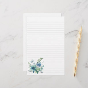Blauw Groen Bloemen Stationery Briefpapier