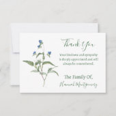  Blauw Groen Bloemen Sympathie Dank u Kaarten Notitiekaartje (Voorkant)