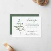  Blauw Groen Bloemen Sympathie Dank u Kaarten Notitiekaartje (Voorkant / Achterkant in situ)