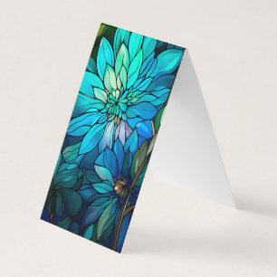 Blauw Groen Bloemen Vouwen Bladwijzer Boekmarkers Visitekaartje