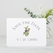 Blauw & Groen Bloemig Bewaar de Datum met Foto Save The Date (Staand voorkant)
