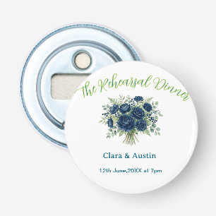 blauw groen bloemmotief de repetitie diner bewerkb button flesopener