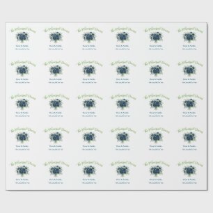 blauw groen bloemmotief de repetitie diner bewerkb cadeaupapier