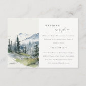 Blauw Groen Bossen Berg Schets Bruiloft Receptie Informatiekaartje (Voorkant)