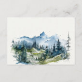 Blauw Groen Bossen Berg Schets Bruiloft Receptie Informatiekaartje (Achterkant)