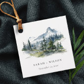 Blauw Groen Bossen Berglandschap Schets Bruiloft Bedankjes Labels