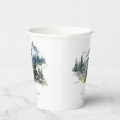 Blauw Groen Bossen Berglandschap Schets Bruiloft Papieren Bekers (Rechts)