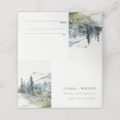 Blauw Groen Bossen Berglandschap Schets Bruiloft Plaatskaartje (Buitenkant ongevouwen)