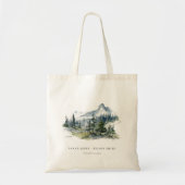 Blauw Groen Bossen Berglandschap Schets Bruiloft Tote Bag (Voorkant)