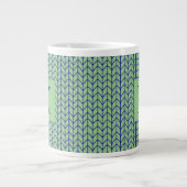 BLAUW GROEN BREIEN Grote Witte Mok + Initiaal (Voorkant)