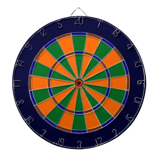 Blauw, Groen, Bruin en Oranje Metaalkooi Dartboard Dartbord (Voorkant)