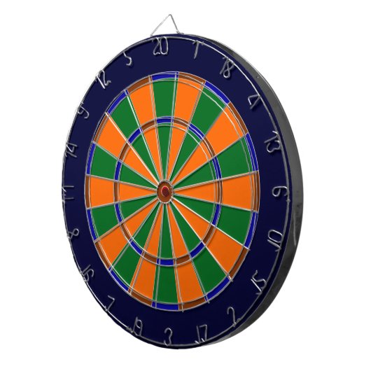 Blauw, Groen, Bruin en Oranje Metaalkooi Dartboard Dartbord (Voorkant Rechts)