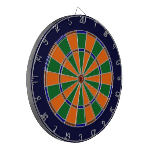 Blauw, Groen, Bruin en Oranje Metaalkooi Dartboard Dartbord (Voorkant Links)
