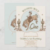  Blauw Groen Buckaroo Western 1e Verjaardag Kaart (Voorkant / Achterkant)