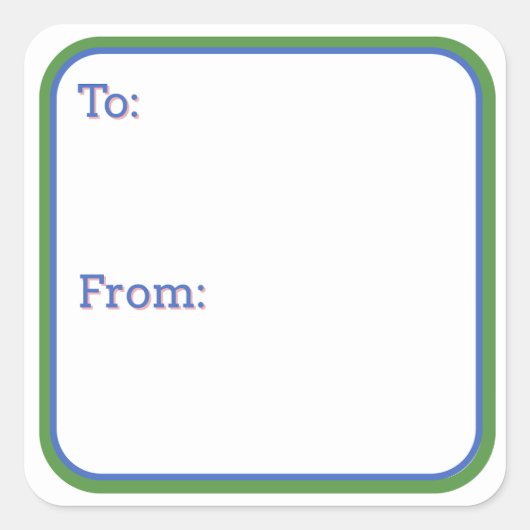 Blauw & Groen Cadeaubladsticker Vierkante Sticker (Voorkant)
