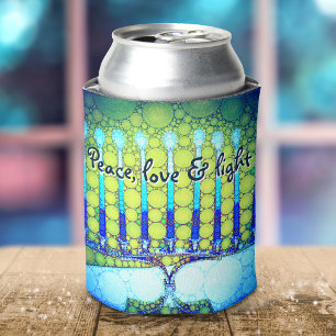 Blauw Groen Chanoeka Menorah Vrede Liefde Licht Ar Blikjeskoeler