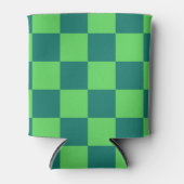 Blauw Groen Checkerboard Retro Kleurrijke Controle Blikjeskoeler (Voorkant)