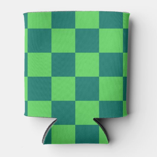 Blauw Groen Checkerboard Retro Kleurrijke Controle Blikjeskoeler (Voorkant)