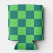 Blauw Groen Checkerboard Retro Kleurrijke Controle Blikjeskoeler (Achterkant)