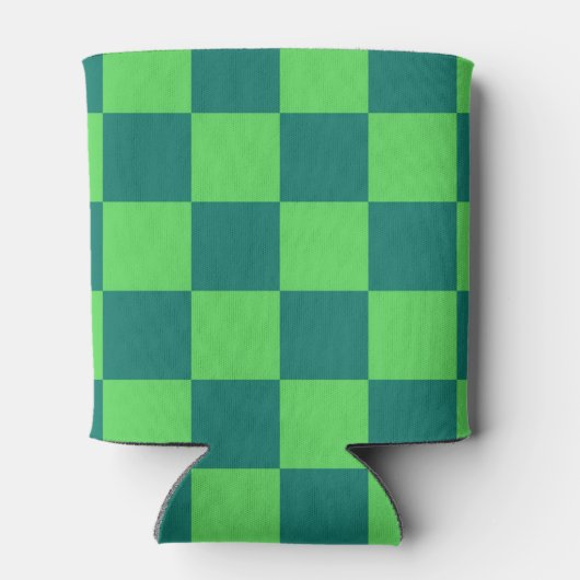 Blauw Groen Checkerboard Retro Kleurrijke Controle Blikjeskoeler (Achterkant)
