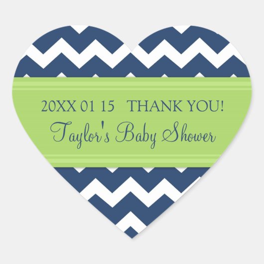 Blauw Groen Chevron Baby shower Favor Stickers (Voorkant)