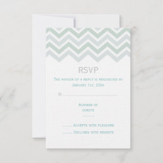 Blauw & Groen Chevron bruiloft RSVP Kaart