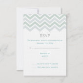 Blauw & Groen Chevron bruiloft RSVP Kaart (Voorkant)