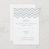 Blauw & Groen Chevron bruiloft RSVP Kaart (Voorkant / Achterkant)