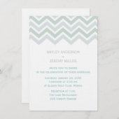 Blauw & Groen Chevron bruiloft uitnodiging (Voorkant / Achterkant)