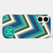 Blauw Groen Chevron Patroon Eenvoudig Monogram Case-Mate iPhone Case (Achterkant (horizontaal))