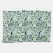 Blauw Groen Chinoiserie Stijl Bloemen Keukenhanddo Theedoek (Horizontaal)