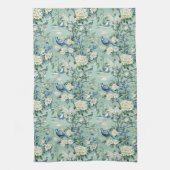 Blauw Groen Chinoiserie Stijl Bloemen Keukenhanddo Theedoek (Verticaal)