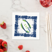 Blauw & Groen Cocktail Servetten-Initiaal Blauw Servet (Insitu)