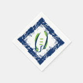 Blauw & Groen Cocktail Servetten-Initiaal Blauw Servet (Hoek)