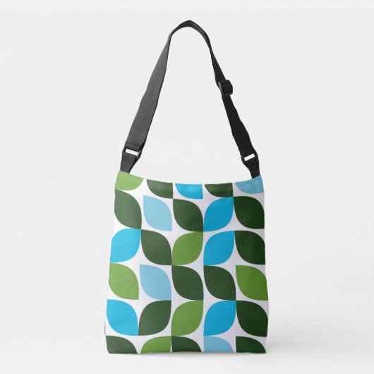 Blauw, groen, cool, trendy, moderne abstracte natu crossbody tas (Voorkant)