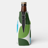 Blauw, groen, cool, trendy, moderne abstracte natu flesjeskoeler (Fles Achterkant)