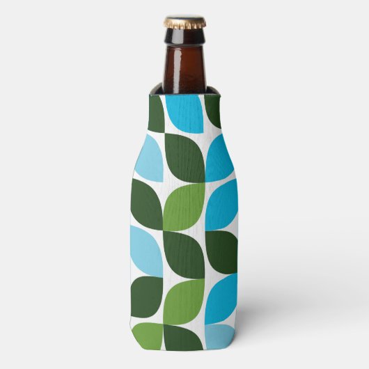 Blauw, groen, cool, trendy, moderne abstracte natu flesjeskoeler (Fles Voorkant)