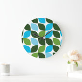 Blauw, groen, cool, trendy, moderne abstracte natu grote klok (Huis)