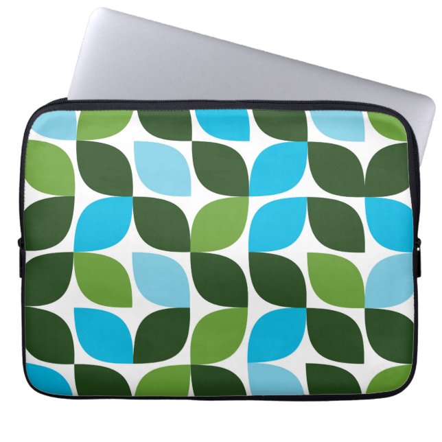 Blauw, groen, cool, trendy, moderne abstracte natu laptop sleeve (Voorkant)