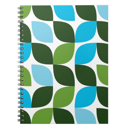 Blauw, groen, cool, trendy, moderne abstracte natu notitieboek (Voorkant)