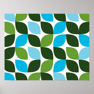 Blauw, groen, cool, trendy, moderne abstracte natu poster