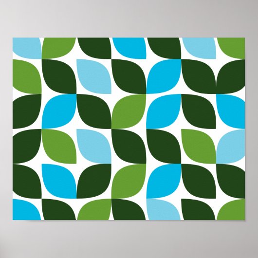 Blauw, groen, cool, trendy, moderne abstracte natu poster (Voorkant)