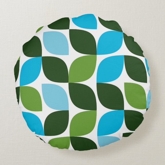Blauw, groen, cool, trendy, moderne abstracte natu rond kussen (Achterkant)