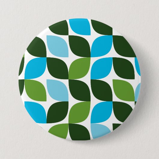 Blauw, groen, cool, trendy, moderne abstracte natu ronde button 7,6 cm (Voorkant)