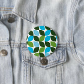Blauw, groen, cool, trendy, moderne abstracte natu ronde button 7,6 cm (In situ)