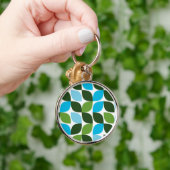Blauw, groen, cool, trendy, moderne abstracte natu sleutelhanger (Hand)